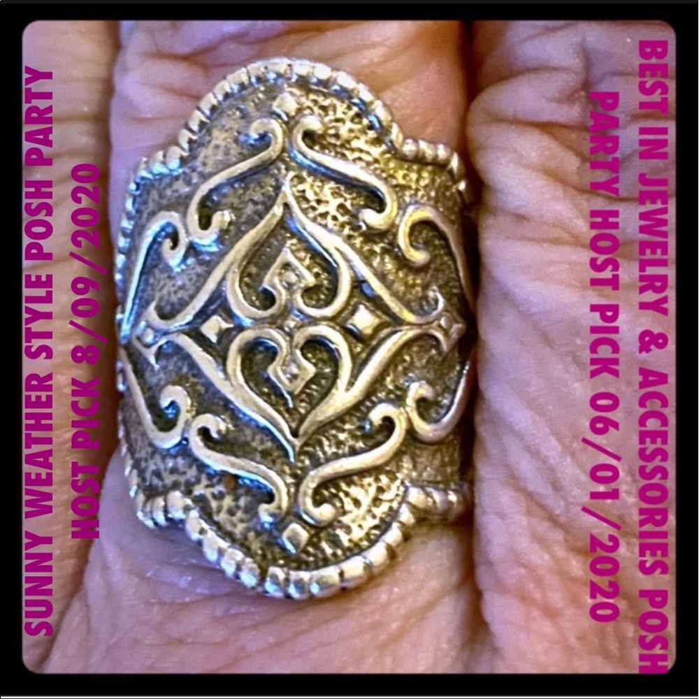 2XHP💕Vtg Shablool Didae .925 Scroll Shield Ring